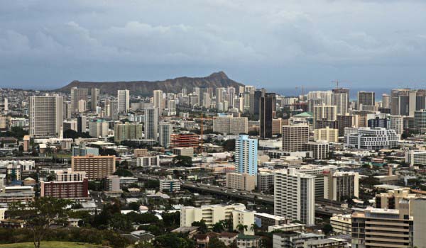 Diamond Head and Honolulu as seen from Punchbowl